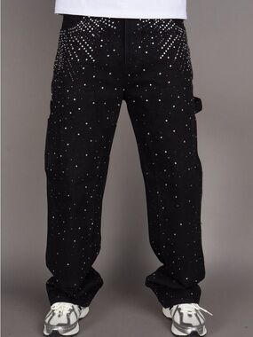 PLTX  Black Studded Jeans with Rhinestones Size 30